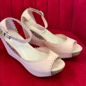 Bamboo blush/cork wedge heels